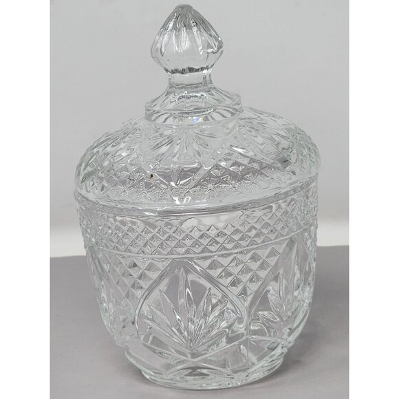 Vintage Clear Pressed‎ Glass Candy Dish With Lid Made In USA - Picture 4 of 13